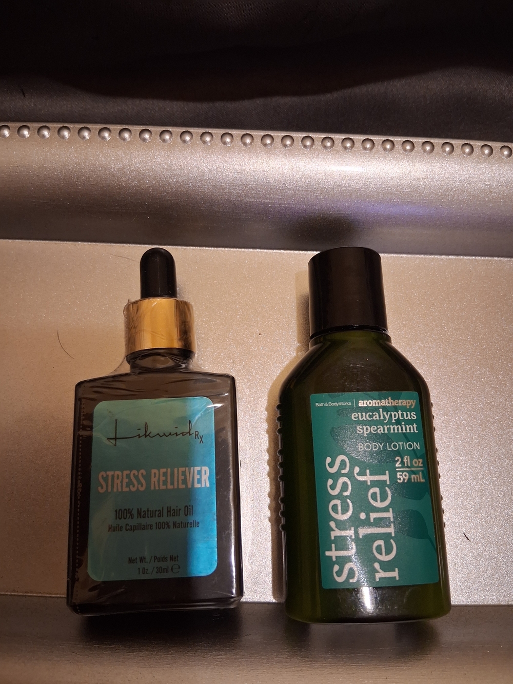 Stress Reliever Hair Oil & Body Lotion Duo - Teal Labels